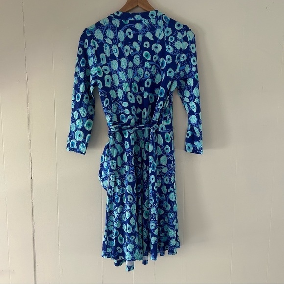 Lilly Pulitzer Rozalyn Wrap Dress in Lil Kitty Blue Purple Evil Eye sz XS - Picture 5 of 6